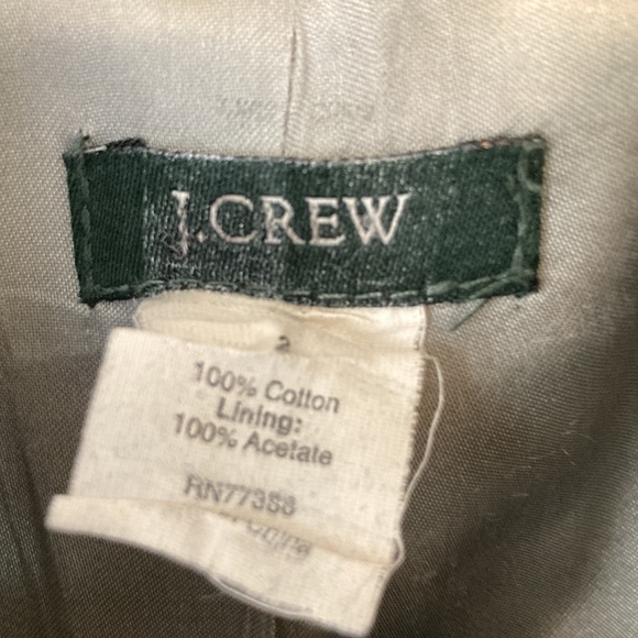 Y2K J Crew Navy collarless cropped blazer, ruffle detail, 3/4 sleeve, size 2 - Picture 8 of 14